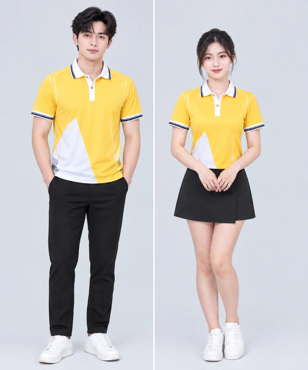 Áo Polo Đồng Phục Màu Vàng Phối Trắng