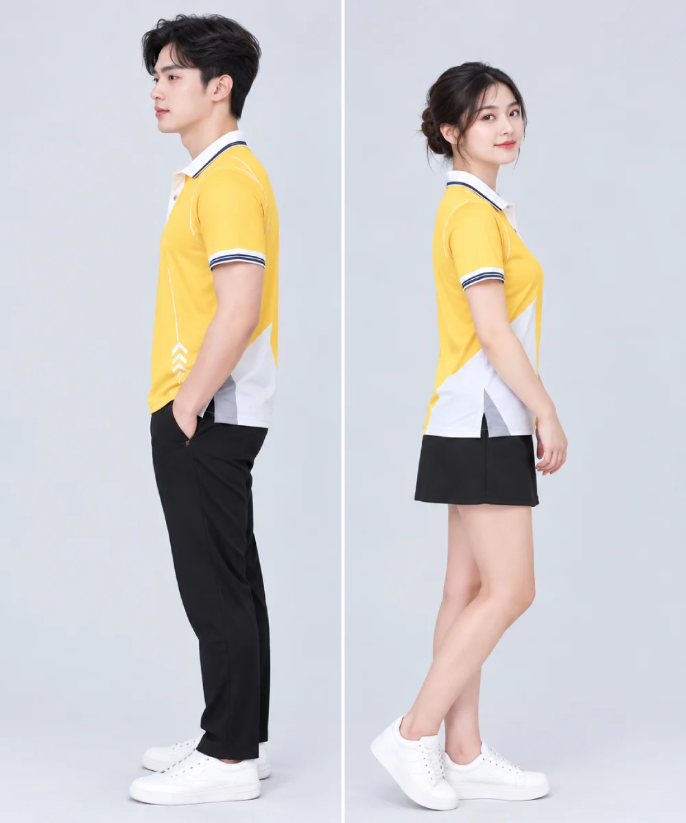 Áo Polo Đồng Phục Màu Vàng Phối Trắng