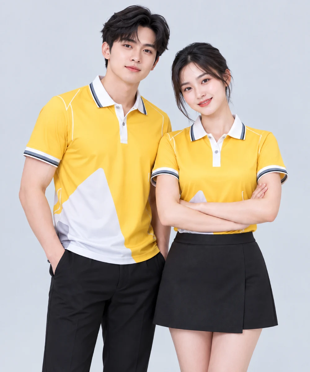 Áo Polo Đồng Phục Màu Vàng Phối Trắng