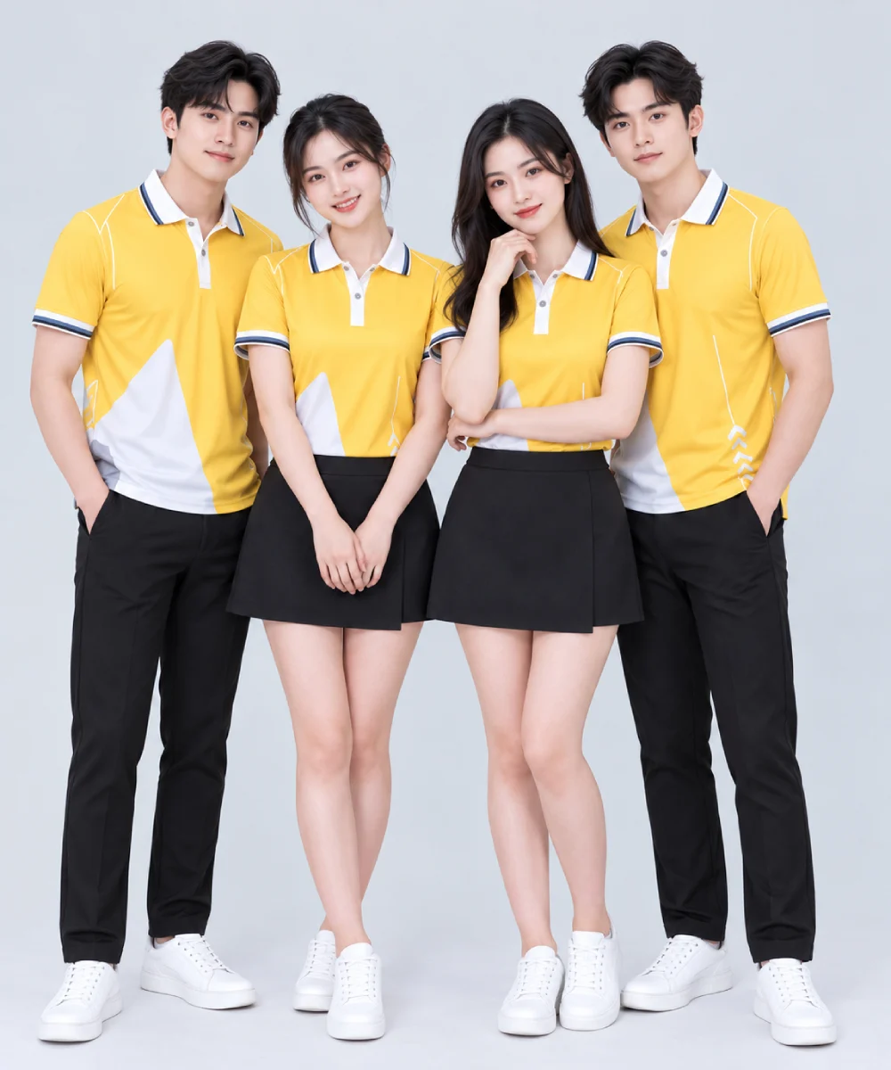 Áo Polo Đồng Phục Màu Vàng Phối Trắng