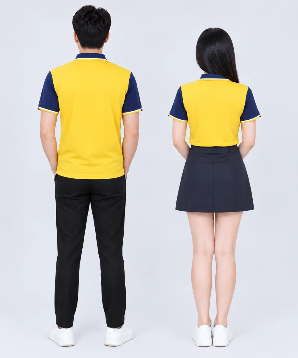 Áo Polo Đồng Phục Màu Vàng Phối Xanh Navy