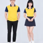 Áo Polo Đồng Phục Màu Vàng Phối Xanh Navy