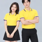 Áo Polo Đồng Phục Màu Vàng Viền Tím