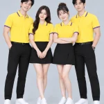 Áo Polo Đồng Phục Màu Vàng Viền Tím