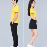 Áo Polo Đồng Phục Màu Vàng Viền Tím