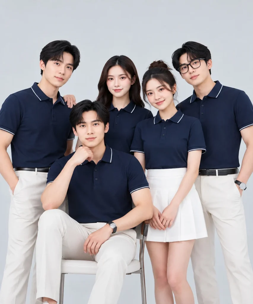 Áo Polo Đồng Phục Màu Xanh Đen Phối Trắng