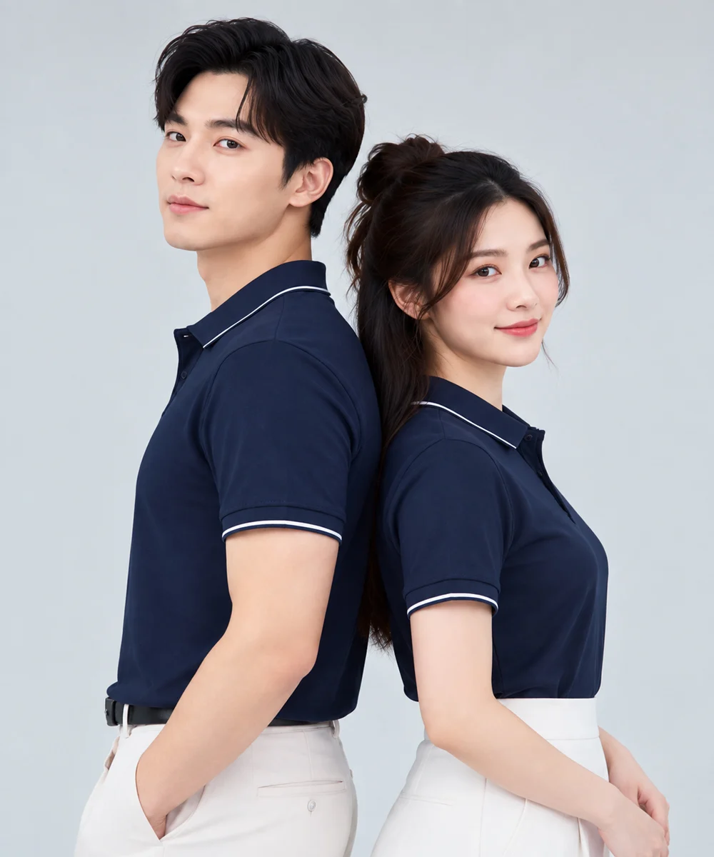 Áo Polo Đồng Phục Màu Xanh Đen Phối Trắng