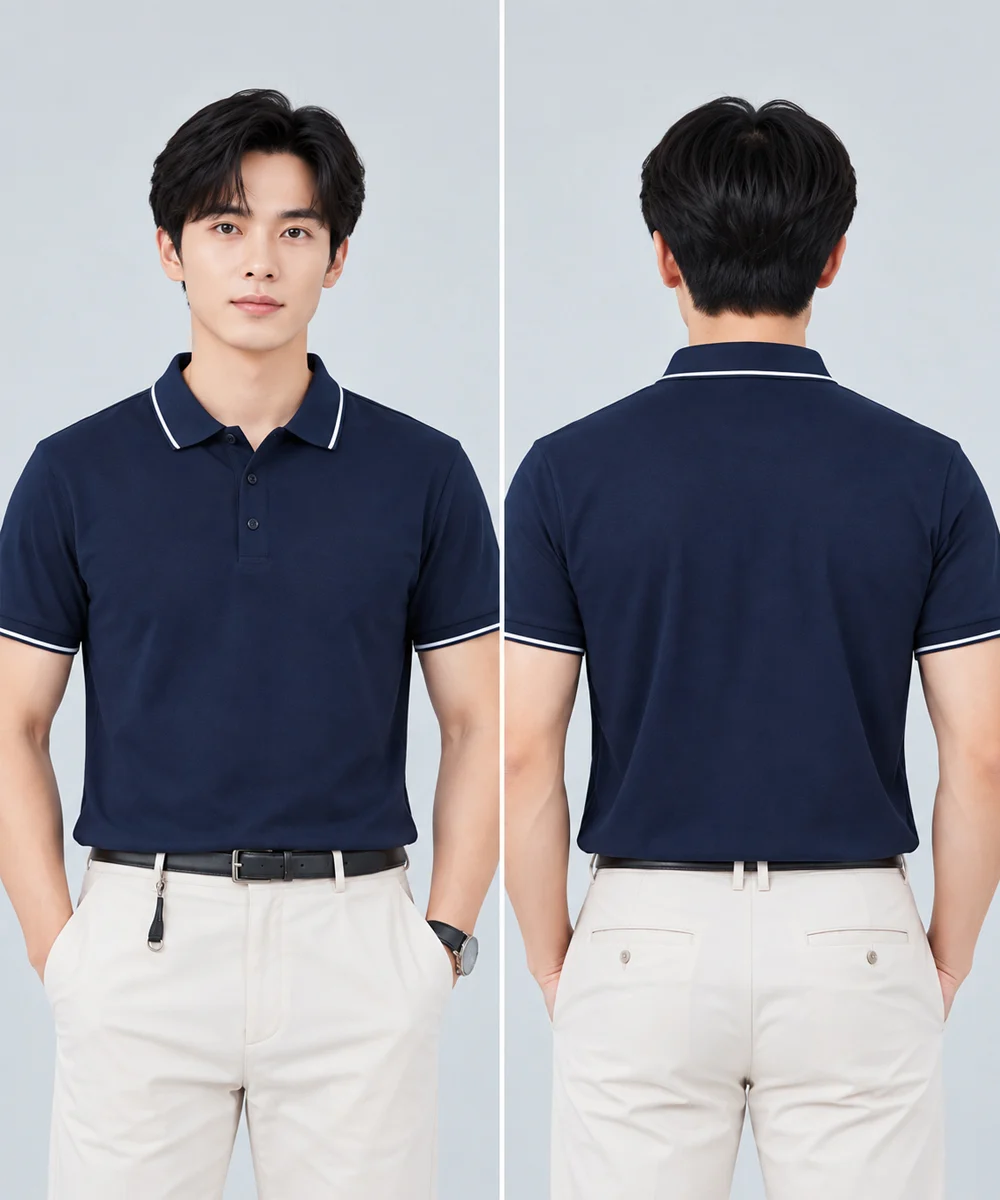 Áo Polo Đồng Phục Màu Xanh Đen Phối Trắng