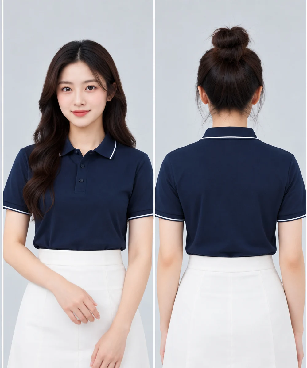 Áo Polo Đồng Phục Màu Xanh Đen Phối Trắng