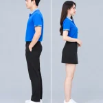 Áo Polo Đồng Phục Màu Xanh Dương Cổ Phối Xanh Nhạt Viền Tay