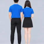 Áo Polo Đồng Phục Màu Xanh Dương Cổ Phối Xanh Nhạt Viền Tay