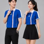 Áo Polo Đồng Phục Màu Xanh Dương Phối Trắng