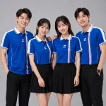 Áo Polo Đồng Phục Màu Xanh Dương Phối Trắng