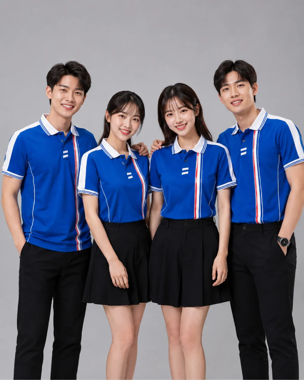 Áo Polo Đồng Phục Màu Xanh Dương Phối Trắng