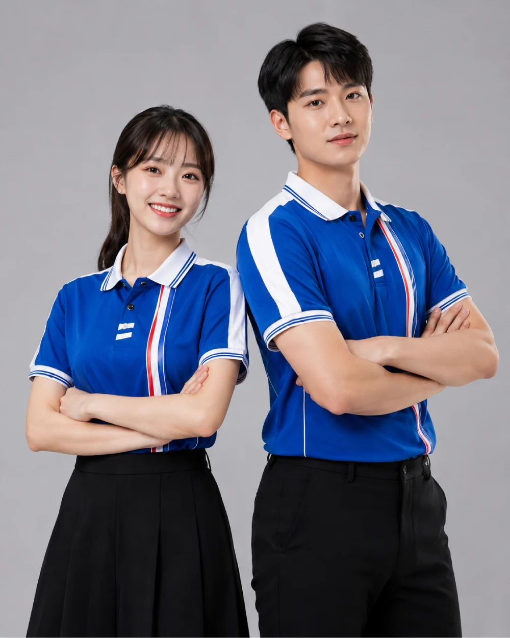 Áo Polo Đồng Phục Màu Xanh Dương Phối Trắng
