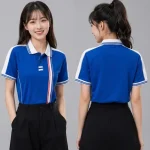 Áo Polo Đồng Phục Màu Xanh Dương Phối Trắng