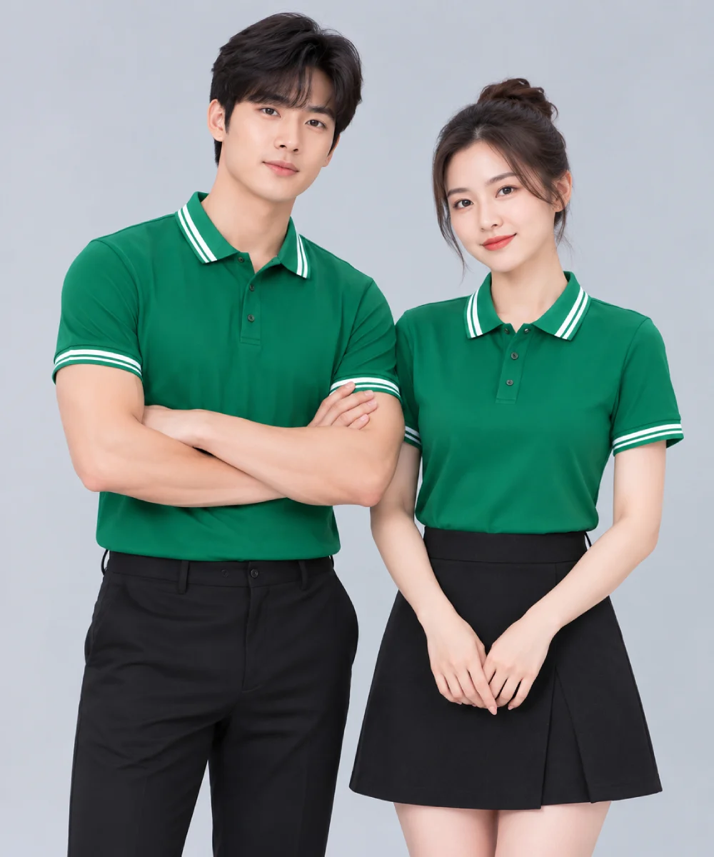 Áo Polo Đồng Phục Màu Xanh Lá Cây Viền Trắng