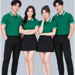 Áo Polo Đồng Phục Màu Xanh Lá Cây Viền Trắng