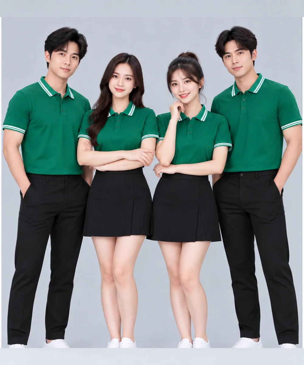 Áo Polo Đồng Phục Màu Xanh Lá Cây Viền Trắng