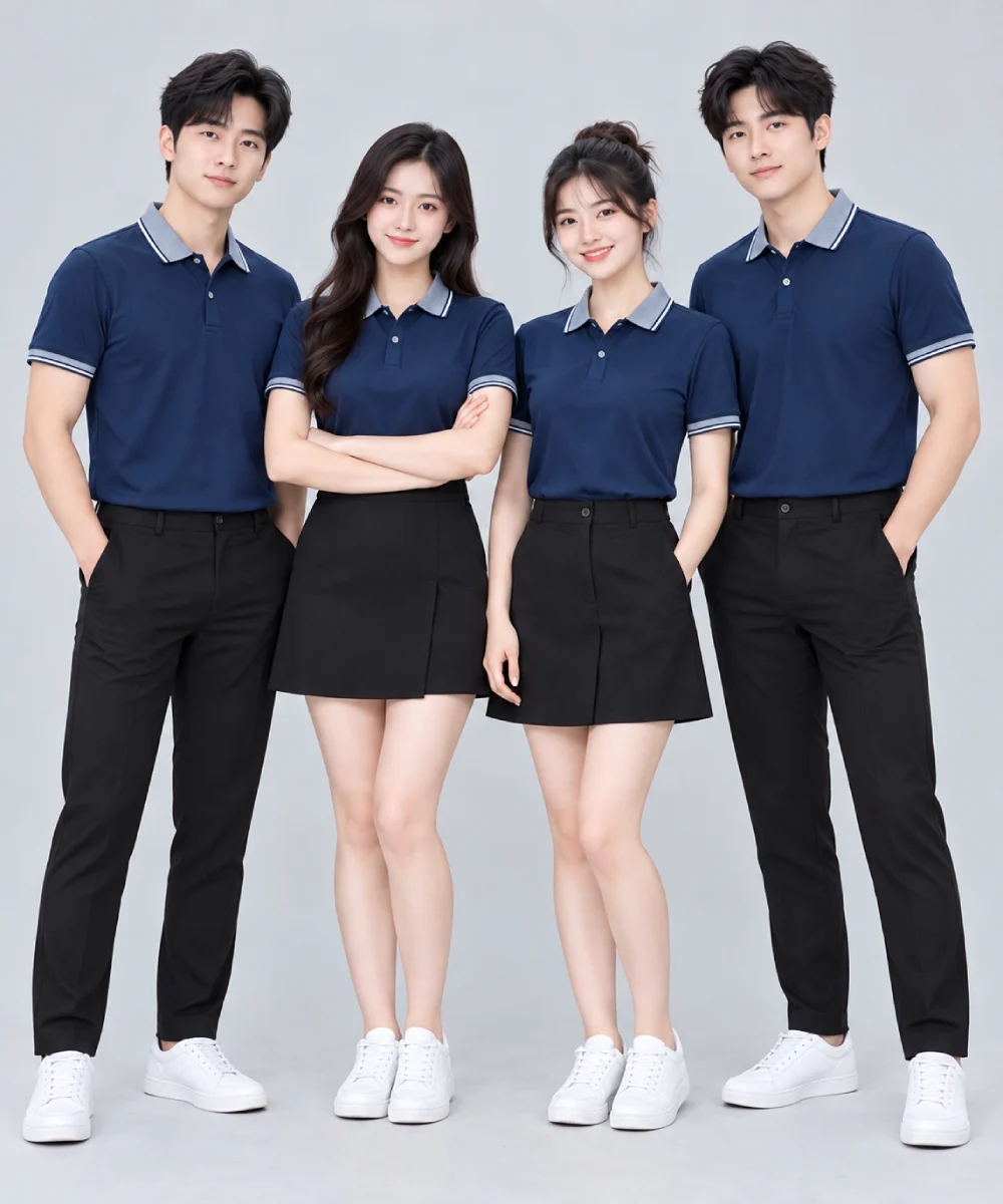 Áo Polo Đồng Phục Màu Xanh Navy Phối Xám