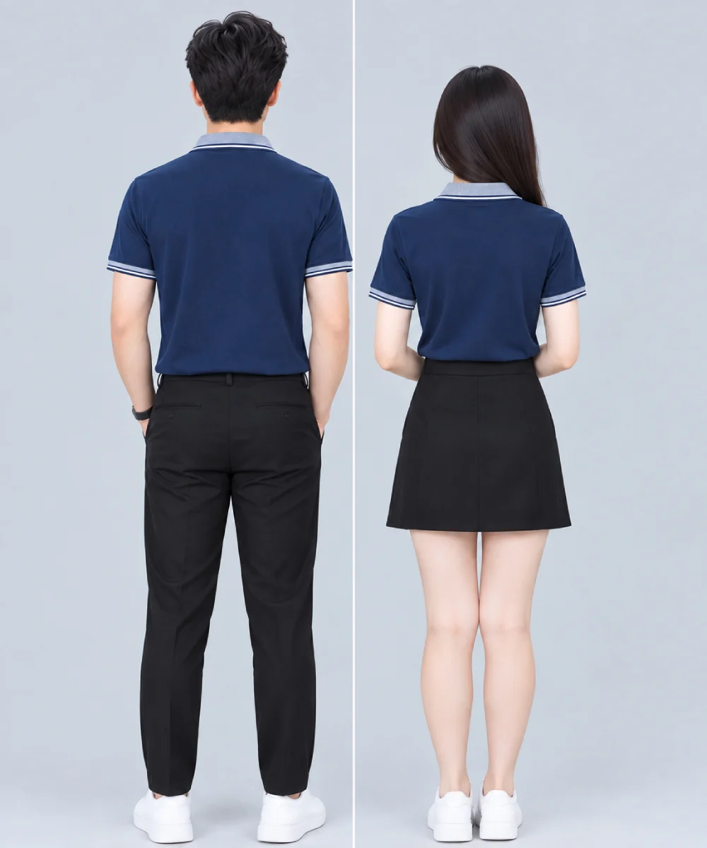 Áo Polo Đồng Phục Màu Xanh Navy Phối Xám