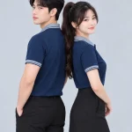 Áo Polo Đồng Phục Màu Xanh Navy Phối Xám