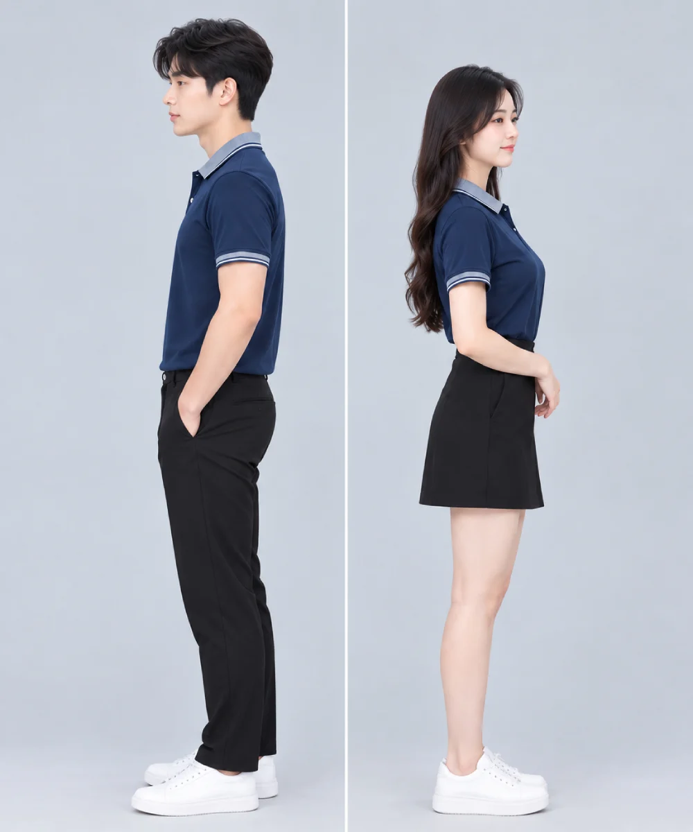 Áo Polo Đồng Phục Màu Xanh Navy Phối Xám
