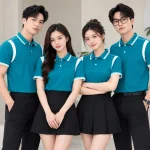Áo Polo Đồng Phục Màu Xanh Ngọc Phối Trắng
