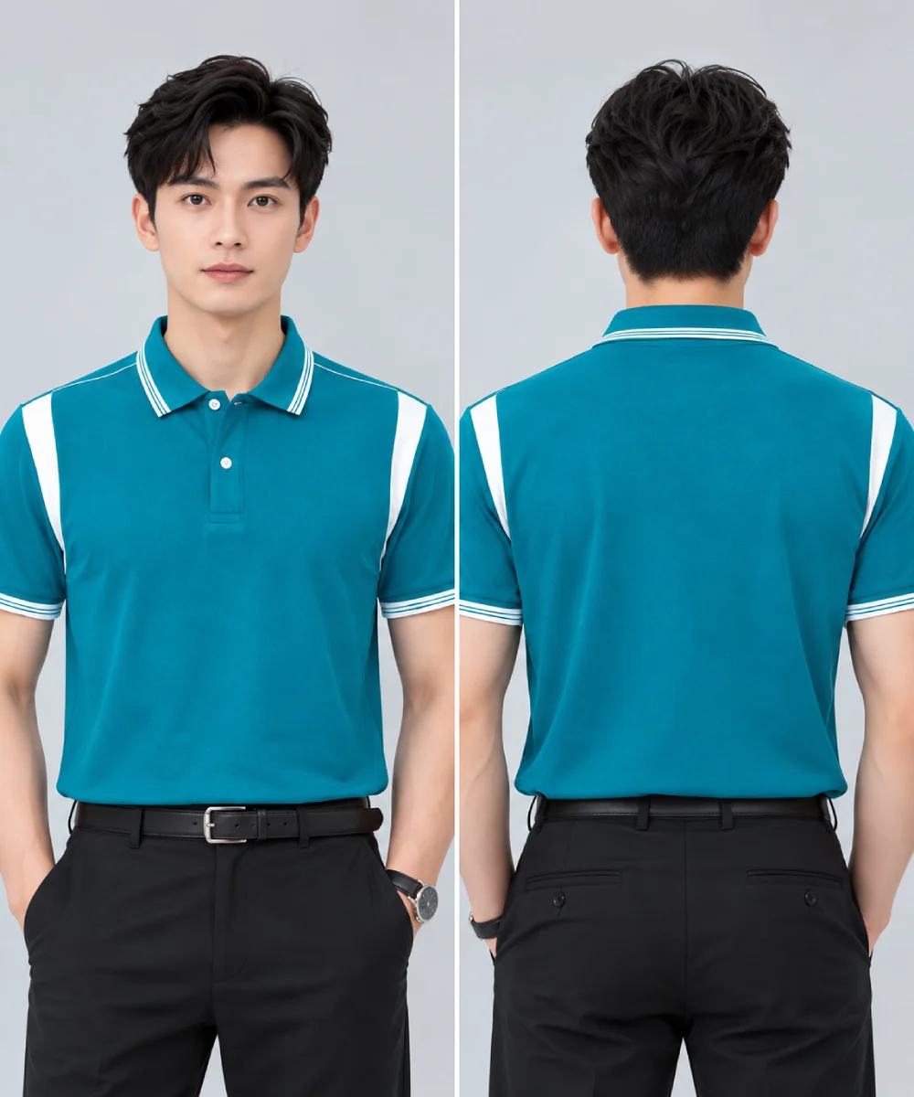 Áo Polo Đồng Phục Màu Xanh Ngọc Phối Trắng