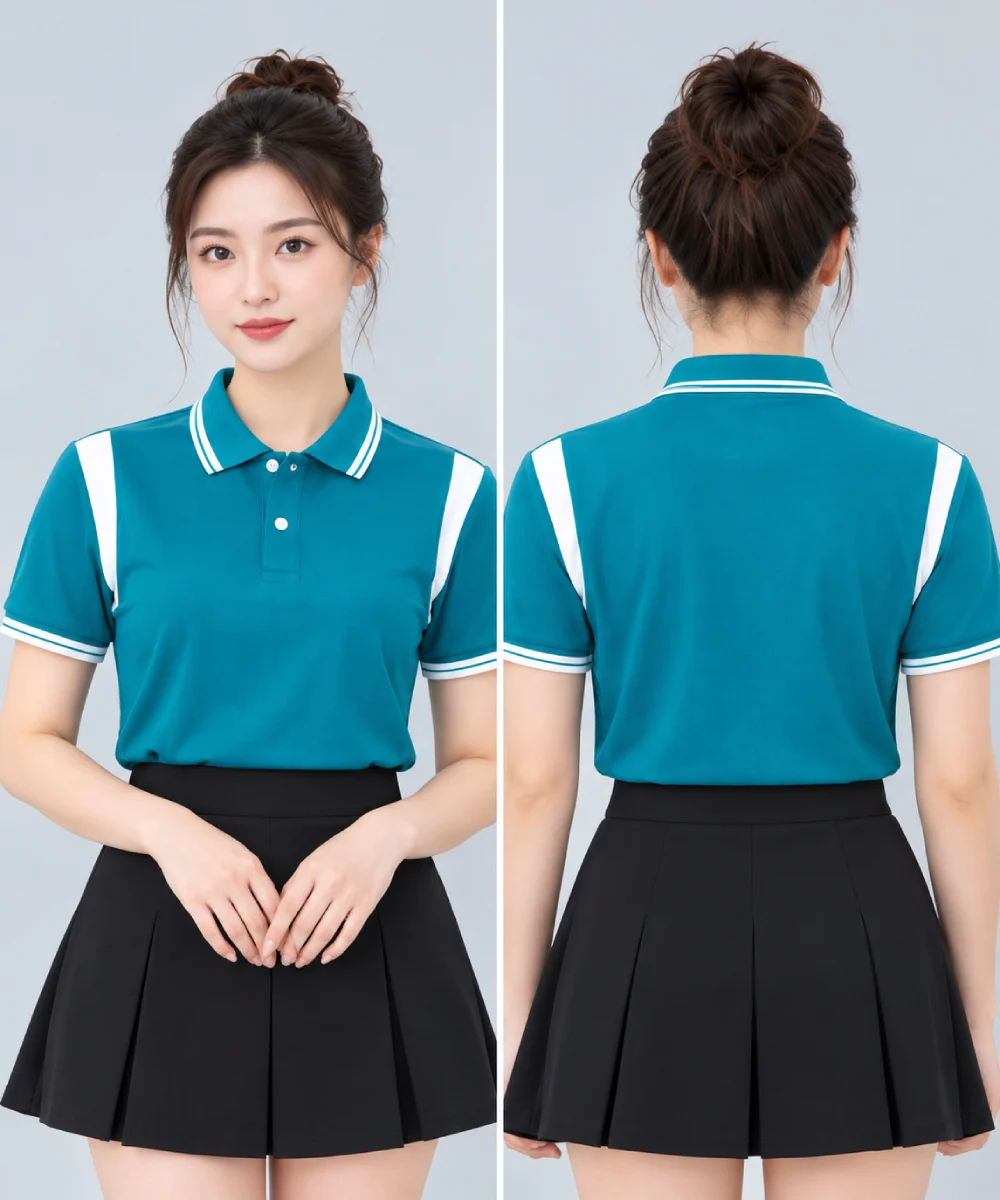 Áo Polo Đồng Phục Màu Xanh Ngọc Phối Trắng