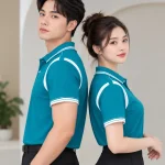 Áo Polo Đồng Phục Màu Xanh Ngọc Phối Trắng