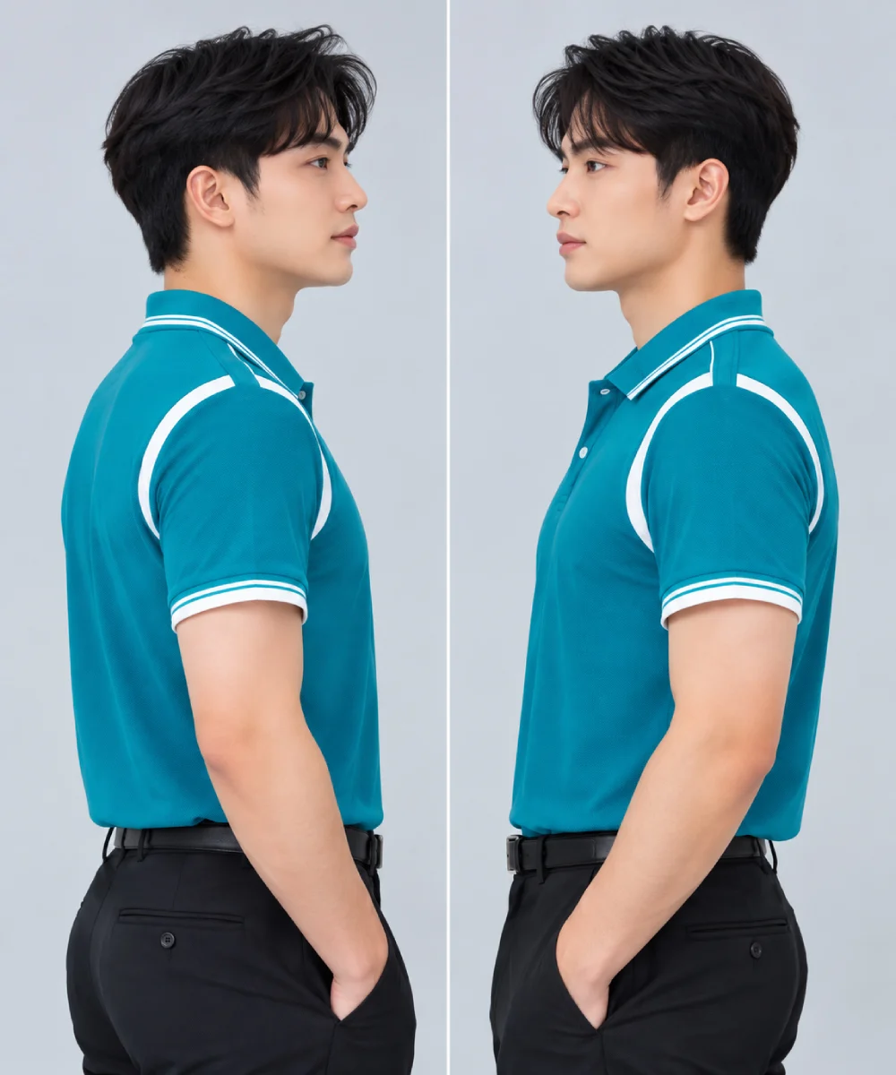 Áo Polo Đồng Phục Màu Xanh Ngọc Phối Trắng