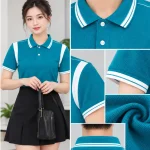 Áo Polo Đồng Phục Màu Xanh Ngọc Phối Trắng