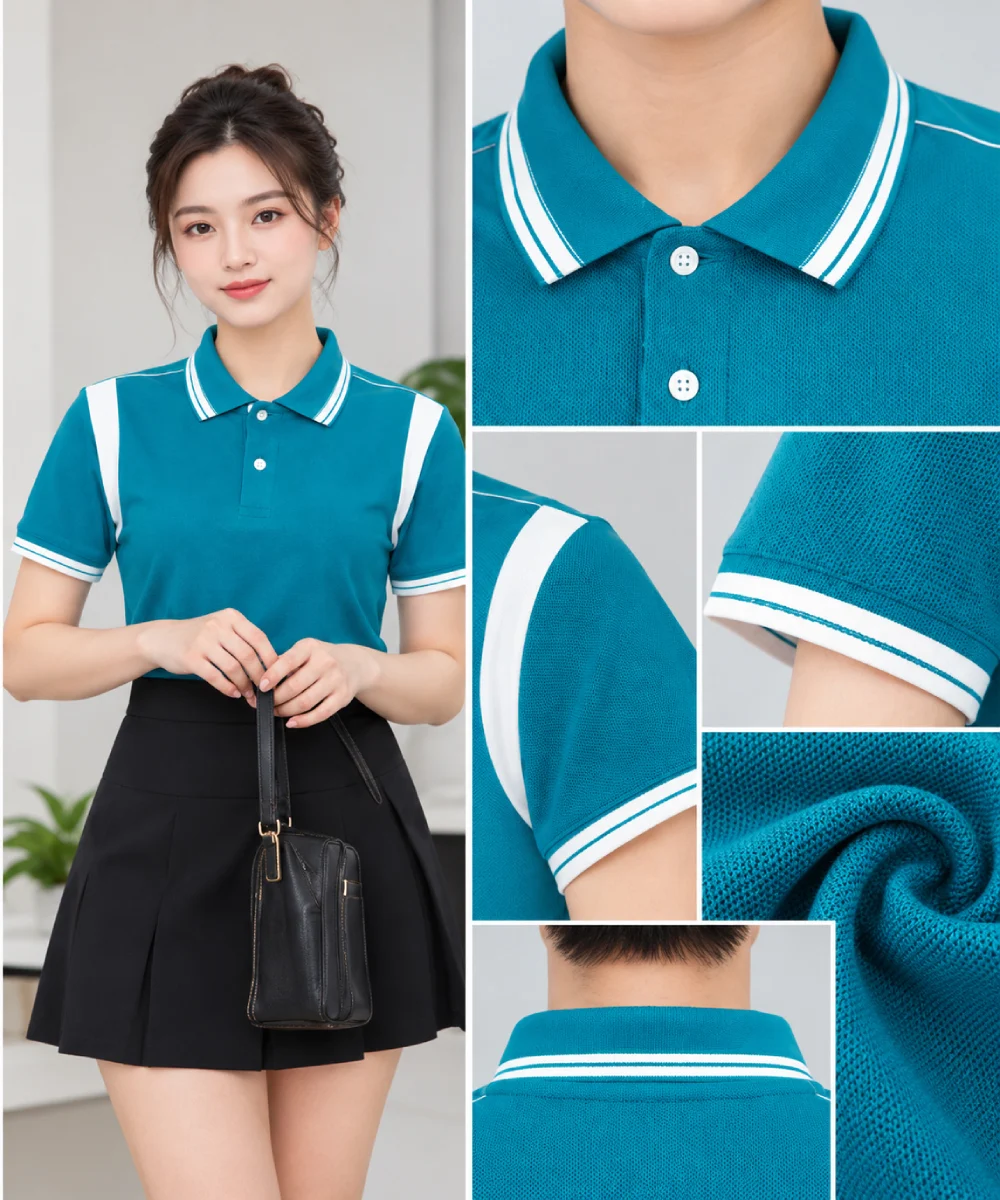 Áo Polo Đồng Phục Màu Xanh Ngọc Phối Trắng