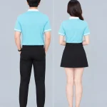 Áo Polo Đồng Phục Màu Xanh Nhạt Phối Cổ Trắng