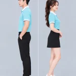 Áo Polo Đồng Phục Màu Xanh Nhạt Phối Cổ Trắng
