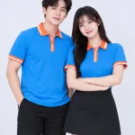 Áo Polo Đồng Phục Màu Xanh YA Phối Cam