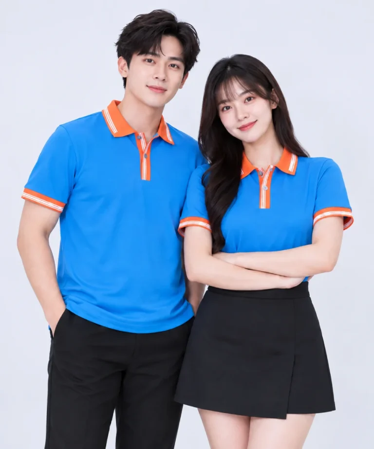 Áo Polo Đồng Phục Màu Xanh YA Phối Cam
