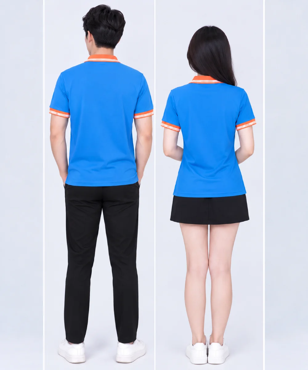 Áo Polo Đồng Phục Màu Xanh YA Phối Cam