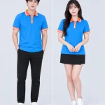 Áo Polo Đồng Phục Màu Xanh YA Phối Cam