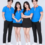 Áo Polo Đồng Phục Màu Xanh YA Phối Cam