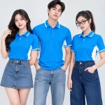 Áo Polo Đồng Phục Màu Xanh YA Phối Trắng