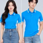Áo Polo Đồng Phục Màu Xanh YA Phối Trắng