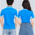 Áo Polo Đồng Phục Màu Xanh YA Phối Trắng