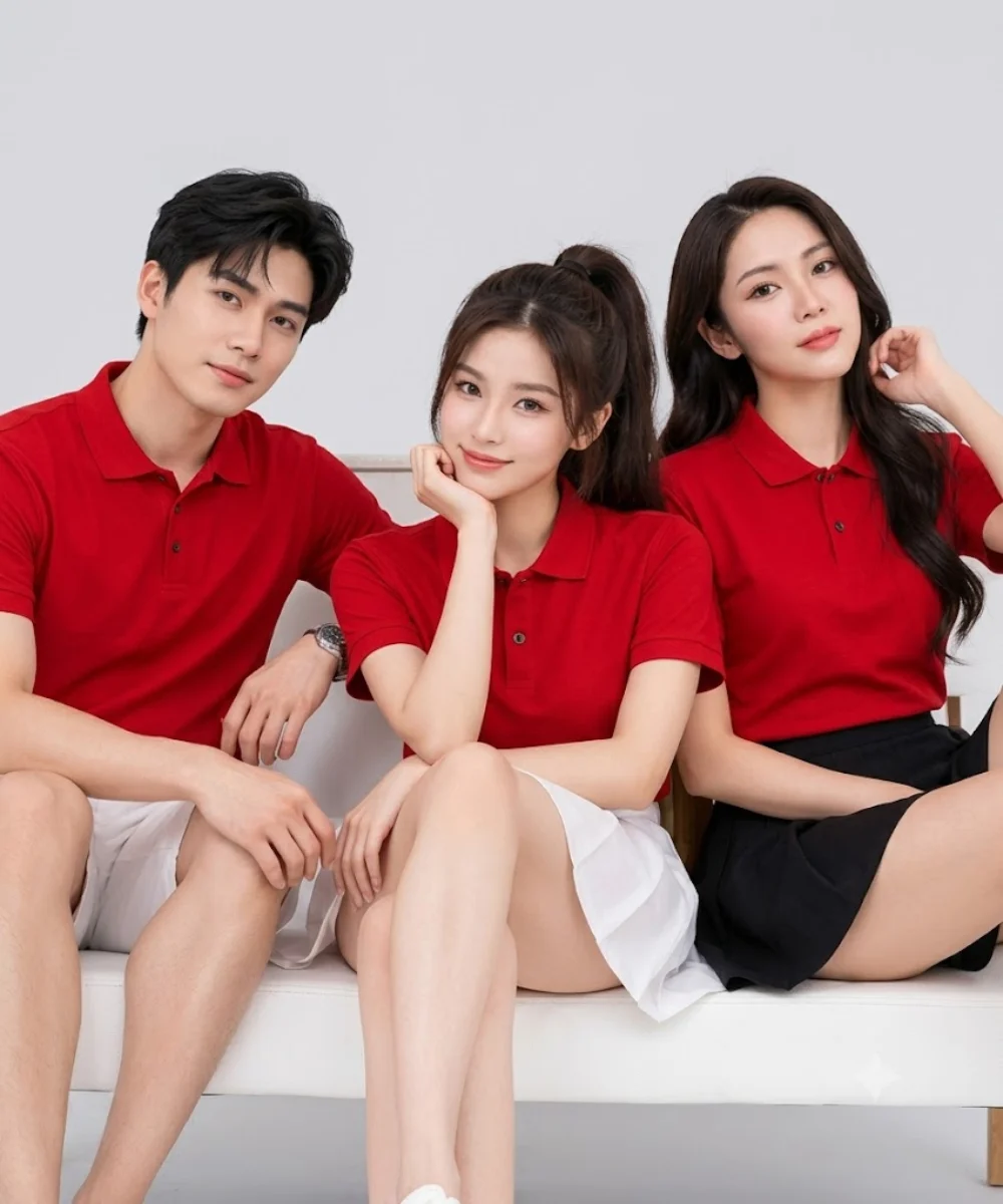 Áo Polo Đồng Phục Ngắn Tay Màu Đỏ Trơn