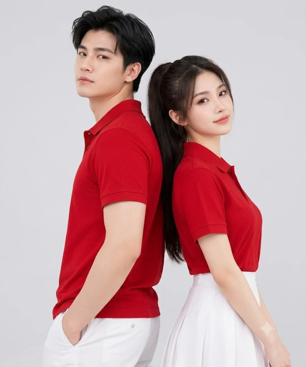 Áo Polo Đồng Phục Ngắn Tay Màu Đỏ Trơn