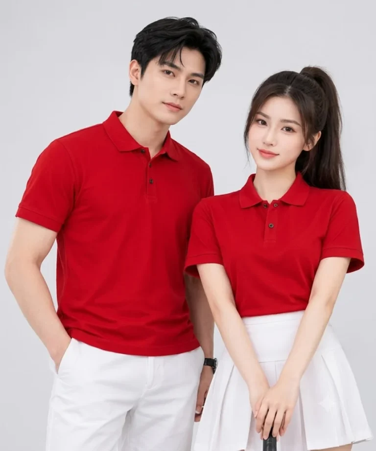 Áo Polo Đồng Phục Ngắn Tay Màu Đỏ Trơn