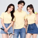 Áo Polo Đồng Phục Ngắn Tay Màu Kem Trơn