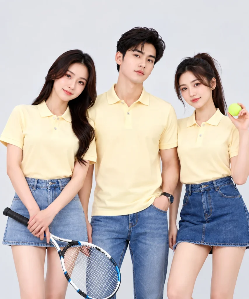 Áo Polo Đồng Phục Ngắn Tay Màu Kem Trơn
