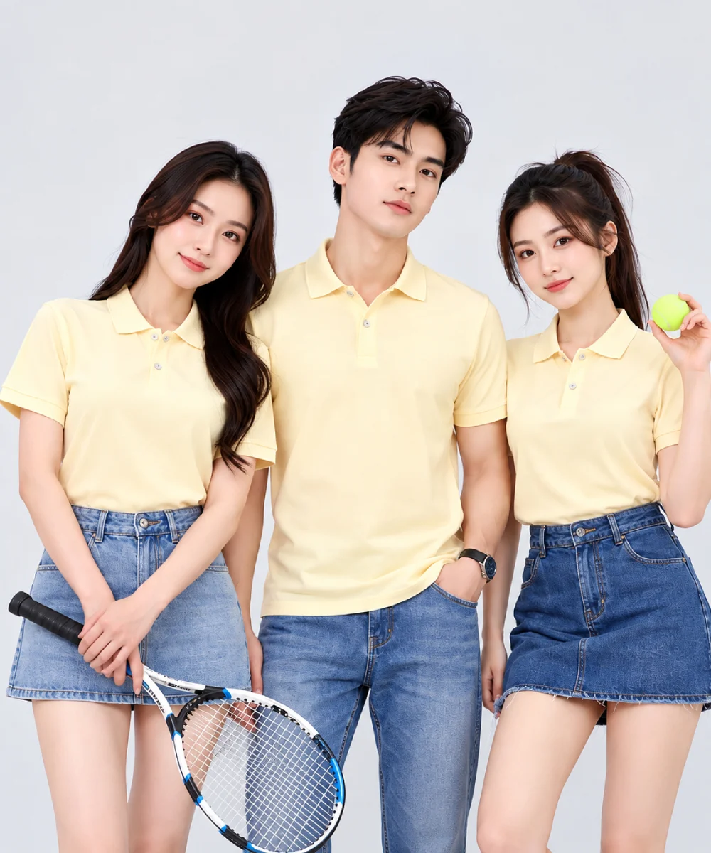 Áo Polo Đồng Phục Ngắn Tay Màu Kem Trơn